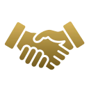 Goldenes Emblem mit Sternen und Schriftzug, geeignet als Logo-Icon