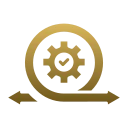 Zahnrad-Icon in Gold und Grau, Symbol für Technik, Wartung und Service