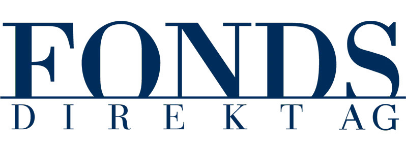 FONDS DIREKT AG Logo, blauer Schriftzug auf weißem Hintergrund